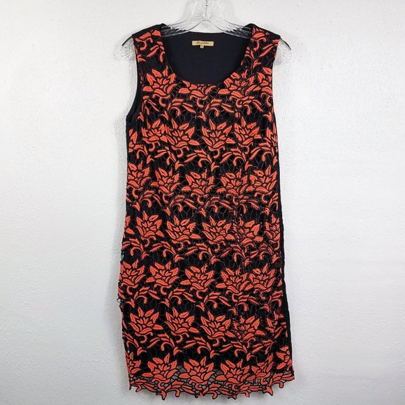 Sweet Miss Women's Crochet Embroidered Lace Flower Black Knee Length Dress - Picture 10 of 12